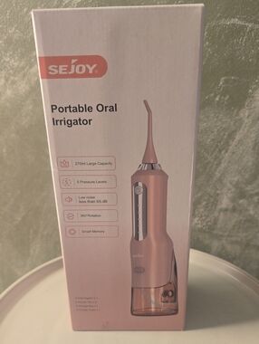 Sejoy Portable Oral Irrigator, Smart Memory, 360 Rotation, 5 Pressures Level New